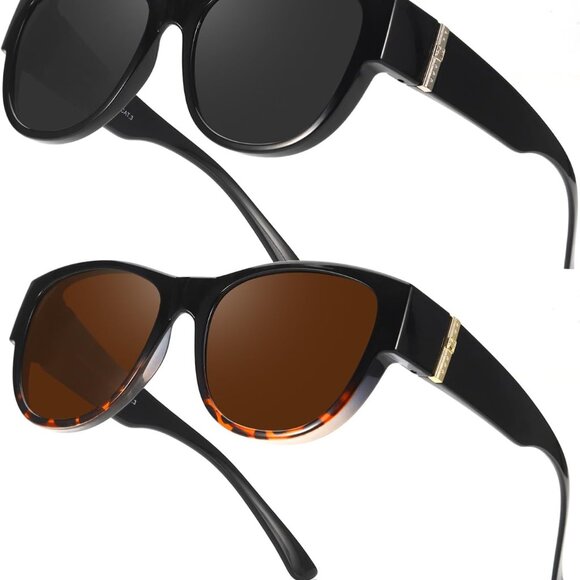 2 Pack Polarized Fit Over Glasses Sunglasses Women UV Protection Outdoor - Picture 1 of 8